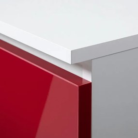 Nočný stolík CL3 60 cm biely / červený, lesk