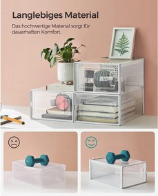 Boxy, plastové krabice na topánky, sada 8 ks stohovateľných organizérov, biele