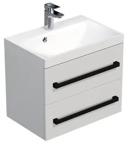 Kúpeľňová skrinka s čiernou úchytkou a umývadlom SAT Cube Way 60x53x40 cm biela lesk lesk/mat CUBE2C60ZBL, 1 ks