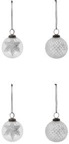 House Doctor Vianočná ozdoba Snowi Clear Silver – set 4 ks