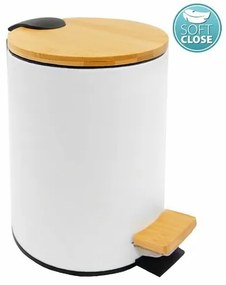 AQUALINE BI006 Bambus odpadkový kôš okrúhly 3 l, biela