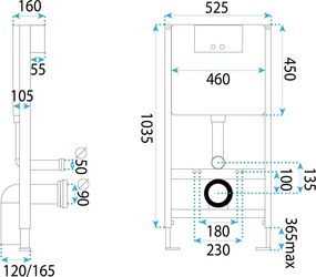 Rea Rea, podomietkový WC systém K011A-Q + tlačidlá HD, zlatá lesklá, KPL-E9560