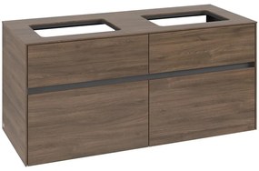 VILLEROY &amp; BOCH Collaro závesná skrinka pod dve umývadlá na dosku, 4 zásuvky, 1200 x 500 x 548 mm, Arizona Oak, C11500VH