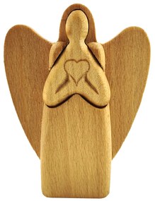 AMADEA Drevený anjel, masívne drevo, výška 10 cm