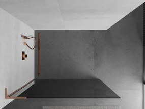 Mexen Kioto L, sprchová zástena Walk-In 70 x 200 cm, 8mm šedé sklo, medený matný profil, 800-070-103-65-40
