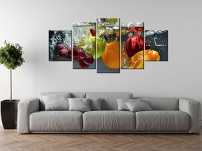 Gario Obraz s hodinami Sladké ovocie - 5 dielny Rozmery: 150 x 70 cm