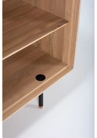 Nízka komoda z dubového dreva v čierno-prírodnej farbe 118x100 cm Fina – Gazzda