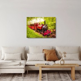 Sklenený obraz parného vlaku (70x50 cm)