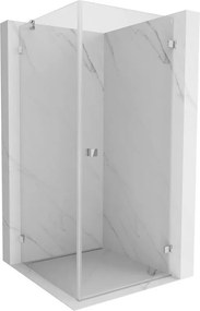 Mexen Lunar-B, pravostranný výklopný sprchový kút 90 x 90 cm, 8mm číre sklo, chrómový profil, 832-090-090-01-00-P