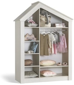 Šatníková skriňa 3D s osvetlenim Boom - breza/ružová