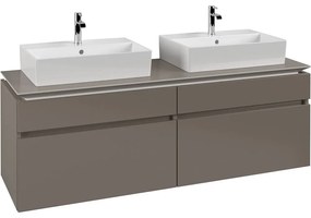 VILLEROY &amp; BOCH Legato závesná skrinka pod dve umývadlá na dosku, 4 zásuvky, 1600 x 500 x 550 mm, Truffle Grey, B67700VG