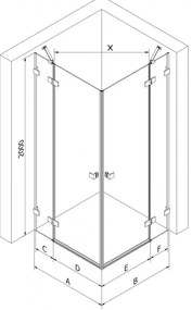 Mexen Lunar Duo, výklopný sprchový kút 115 x 115 cm, 8mm číre sklo, chrómový profil, 834-115L-115P-01-00