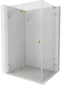 Mexen Lunar-F L, skladací sprchový kút ľavý 80 x 70 cm, 8mm číre sklo, zlatý profil, 836L-080-070-50-00-L