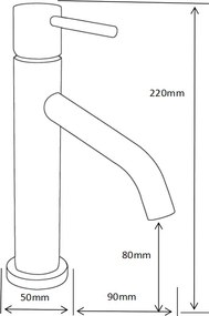 Mexen Rumba, umývadlová batéria h-220, čierna matná, 73500-70