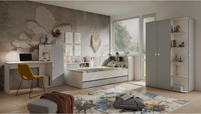 Jednolôžková posteľ s roštom a úložným priestorom Pinio 90x200 cm - biela / sivá