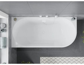 Mexen Mia, voľne stojaca rohová vaňa ľavá 160 x 80 cm, biela, biely prepad, 52691608000L-20