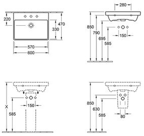 Villeroy & Boch 415860R1 - Závesné umývadlo AVENTO 60x47 cm keramika/biela