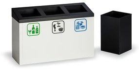 Odpadkový kôš na triedenie odpadu, 3x9 l, kovový