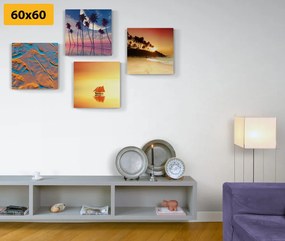 Set obrazov more a pláž v zaujímavých farbách Varianta: 4x 60x60