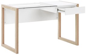 Písací stôl biely so svetlým drevom JENKS Beliani