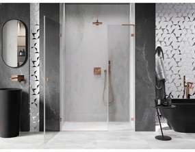 Mexen Lunar-B, L Otočné ľavé sprchové dvere 115 cm, 8mm číre sklo, medený matný profil, 832SL-115-050-65-00-L