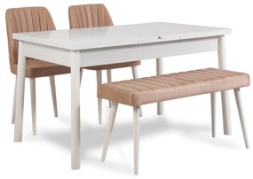 Jedálenský set Dobuse 2 (biela + kameň) (pre 4 osoby). Vlastná spoľahlivá doprava až k Vám domov. 1093786