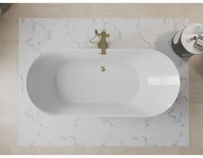 Mexen Roxy, voľne stojaca vaňa 180 x 85 cm, biela-čierna, zlatý matný prepad, 51201808575-55