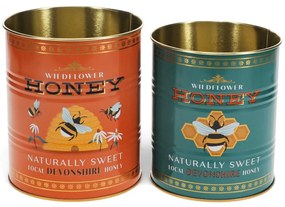 Dekoratívne cínové úložné boxy v súprave 2 ks ø 11x13 cm Honey – Rex London