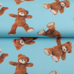 Biante Detský bavlnený záves Sandra SA-724 Plyšové medvedíky na modrom 140x180 cm
