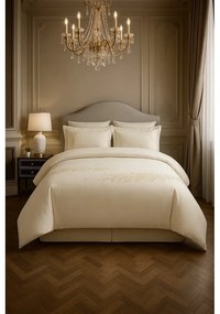 Krémové obliečky na jednolôžko z bavlneného saténu s plachtou/6-dielne 140x200 cm Maison Bloom – Mila Home Luxury