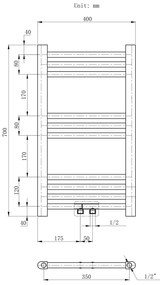 Erga Simple, vykurovacie teleso 700x400 mm, 234 W, čierna, ERG-LAV-SIMP-7040-BK