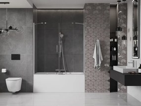 Mexen Velar Duo, 2-krídlová posuvná vaňová zástena 140 x 150 cm, 8mm číre sklo, chrómový profil, 896-140-000-02-01