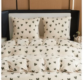 Mikroplyšové obliečky HEARTINO krémové Rozmer obliečky: 70 x 90 cm | 140 x 200 cm