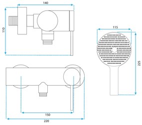 Rea Foss, sprchová batéria s ručnou sprchovou súpravou, brúsená oceľ, REA-B9641