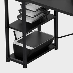 Rohový pracovný stôl s policami Leader 5.9 čierny