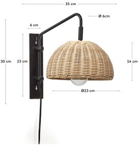 Nástenné svietidlo v čierno-prírodnej farbe ø 23 cm Damila – Kave Home