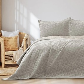 Sivobéžový zamatový prešívaný pléd 170x210 cm Laila – Restilo