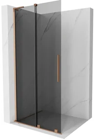 Mexen Velar L, posuvná sprchová zástena Walk-in 110 x 200 cm, 8mm šedé sklo, medená matná, 871-110-003-43-65