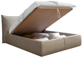 Béžová zamatová čalúnená dvojlôžková posteľ s úložným priestorom s roštom 160x200 cm Jade - Bobochic Paris