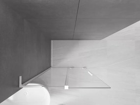 Mexen Velar L, posuvná sprchová zástena Walk-in 120 x 200 cm, 8mm číre sklo, biela matná, 871-120-003-03-20