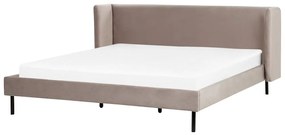 Zamatová posteľ 180 x 200 cm béžovosivá ARETTE Beliani