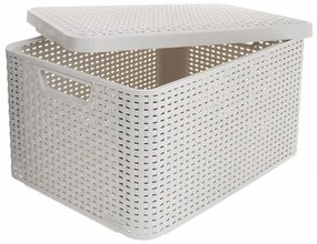 Úložný box, ratanový košík, STYLE2 Curver s vekom, krémový (46 x 25 x 33 - 30 l)