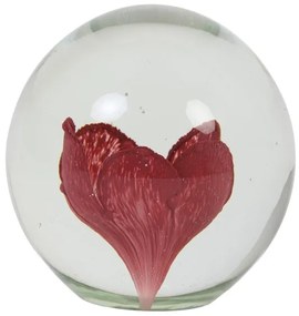 Okrúhle sklenené ťažítko Flower s kvetinou - Ø 10 cm