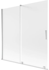 Mexen Velar, 2-krídlová posuvná vaňová zástena 160 x 150 cm, 8mm sklo námraza, chrómová, 896-160-000-31-01