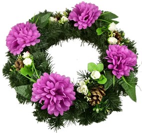 Dušičkový veniec Fialové chryzantémy, 35 cm