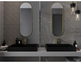 Mexen Loft, oválne kúpeľňové zrkadlo 100 x 35 cm, farba rámu zlatá lesklá, 9851-100-035-000-50