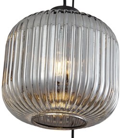 Dizajnové závesné svietidlo čierne s dymovým sklom 6-svetiel - Ana