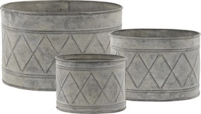 Sada 3ks zinkových kvetináčov so vzorom Zinc Antique – 18*13*12/ 15*11*10/ 12*9*9 cm