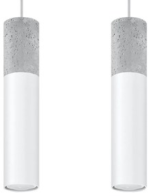 Závesné svietidlo Borgio, 2x betónové/biele kovové tienidlo