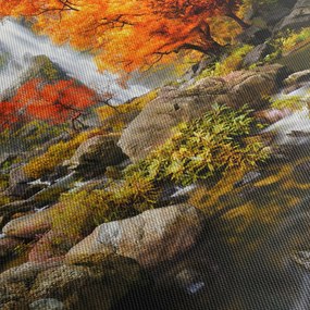 Obraz - Vodopády v oranžovom lese (90x60 cm)